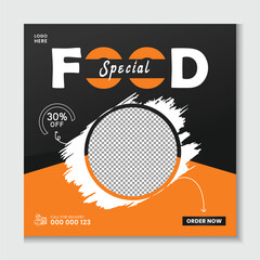 Editable food menu social media post template. Pizza, burger, pasta restaurant business marketing promotion banner design. Square size. 