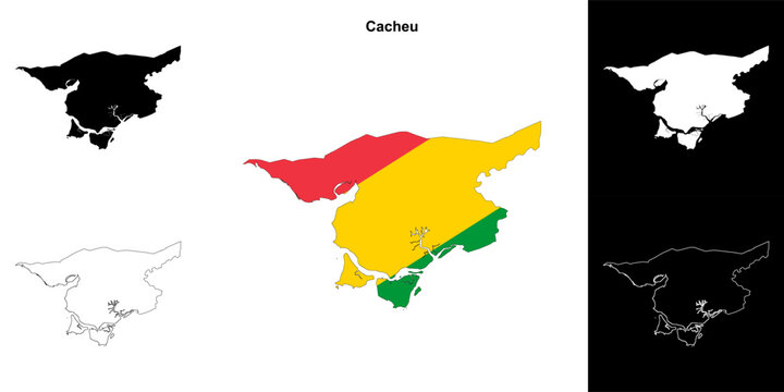 Cacheu region outline map set