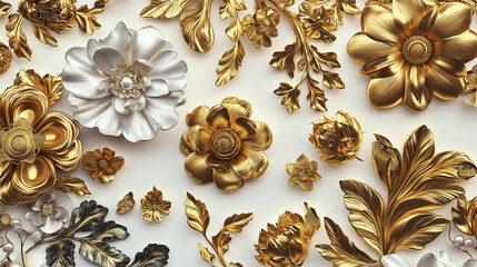 Vibrant golden floral wallpaper with glowing textures and shimmering accents