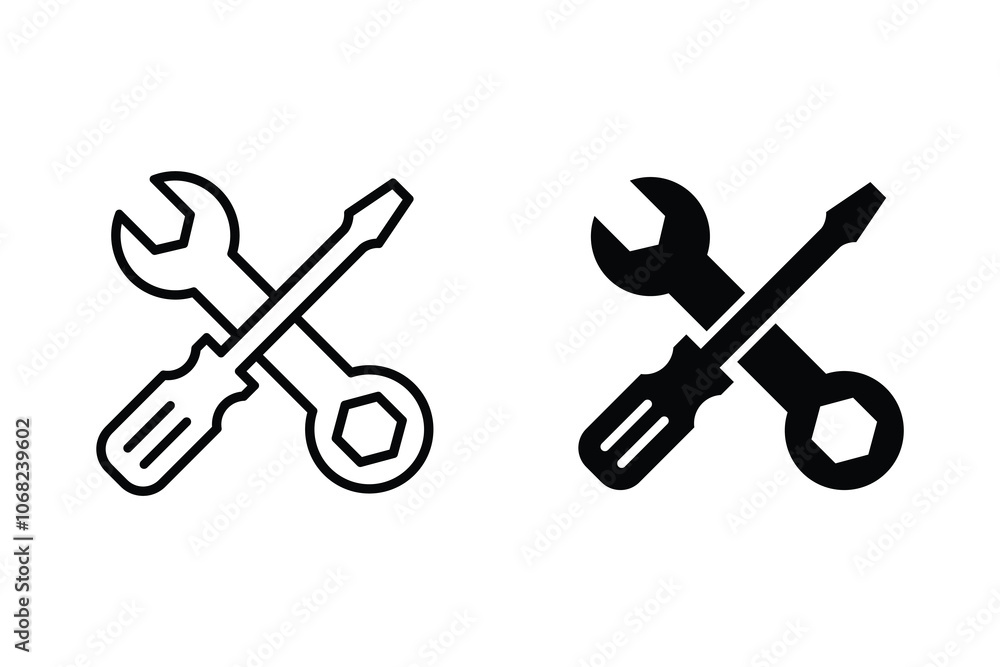 Poster setting icon vector. wrench and screwdriver icon, repair sign vector for web site computer and mobil