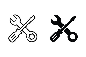 Setting icon vector. Wrench and screwdriver icon, Repair sign vector for web site Computer and mobile app
