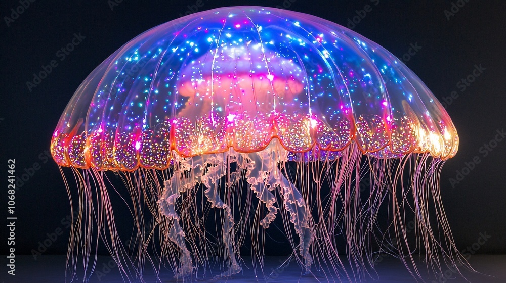 Aufkleber a close-up view of a jellyfish with a translucent, bell-shaped body and long tentacles. the jellyfis