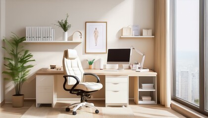 Modern beige doctor office interior