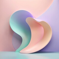 background with soft, pastel dawn light in seven colors, forming gently curved shapes that add depth and dimension. Use smooth, flowing lines and gradients in pastel tones like pink, lavender, mint