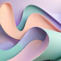 background with soft, pastel dawn light in seven colors, forming gently curved shapes that add depth and dimension. Use smooth, flowing lines and gradients in pastel tones like pink, lavender, mint