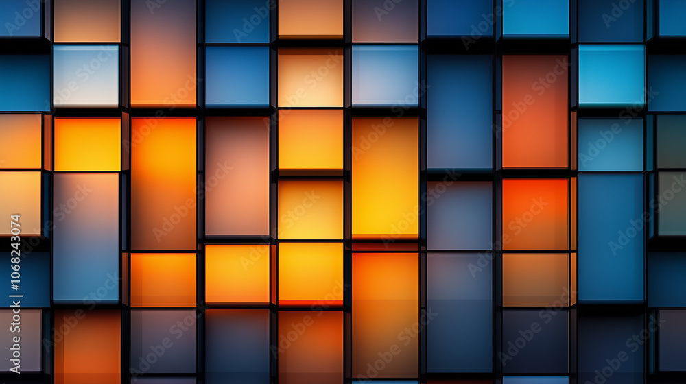 Aufkleber colorful rectangles fill the modern design, creating a captivating visual effect in an urban environ