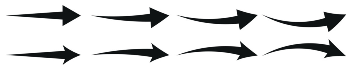 Black arrow icon isolated on transparent background.