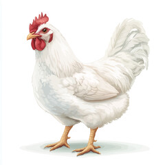 Fototapeta premium White hen isolated on white background. Realistic vector illustration for your design 