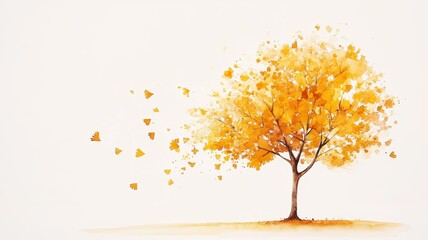 Fototapeta premium Watercolor hand drawn of autumn trees,red maple tree on white background,hand drawn watercolor vector illustration,Autumn forest path,Ginkgo biloba foliage in fall forest.