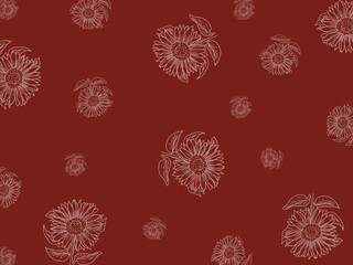 red seamless pattern hand drawn floral high quality background