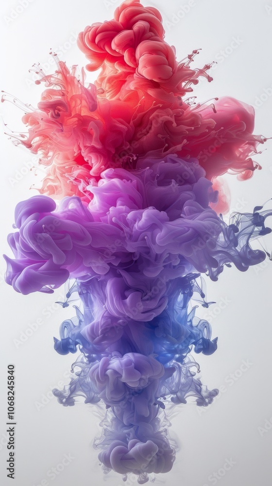 Poster a vibrant explosion of red and purple oil paint splashes across the canvas, creating mesmerizing swi