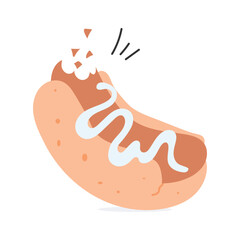 Classic hot dog with toppings, great for fast food, ready to use vector