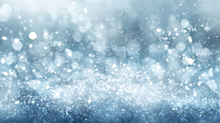 Fototapeta premium Sparkling icy blue backdrop with crystal like light and snowflakes