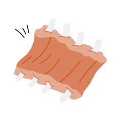 Obraz premium Savory roasted ribs, hand drawn icon design