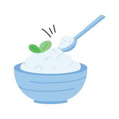 Chinese rice in a bowl with chopsticks, editable icon of rice bowl