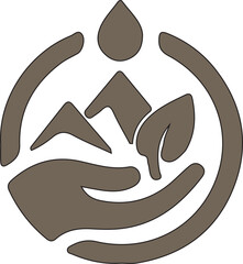 Clean water source energy circle symbol logo icon design in a hand that radiates with flowing lines like water for companies in the sustainable energy sector