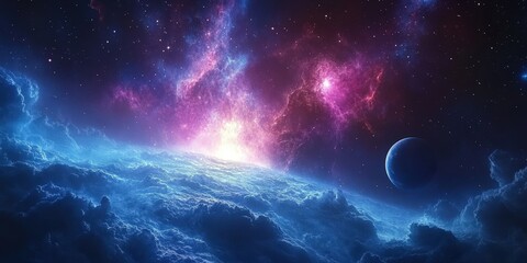 Obraz premium Cosmic Nebula and Stellar Landscape in Space