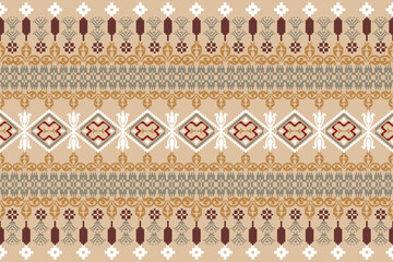 Beautiful seamless cross stitch pattern.geometric ethnic oriental pattern traditional background.Aztec style,abstract,vector,illustration.design for texture,fabric,clothing,wrapping,decoration,carpet.