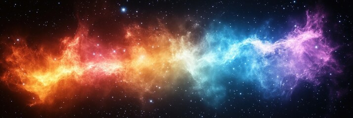 Naklejka premium Colorful Cosmic Cloud in Deep Space Background