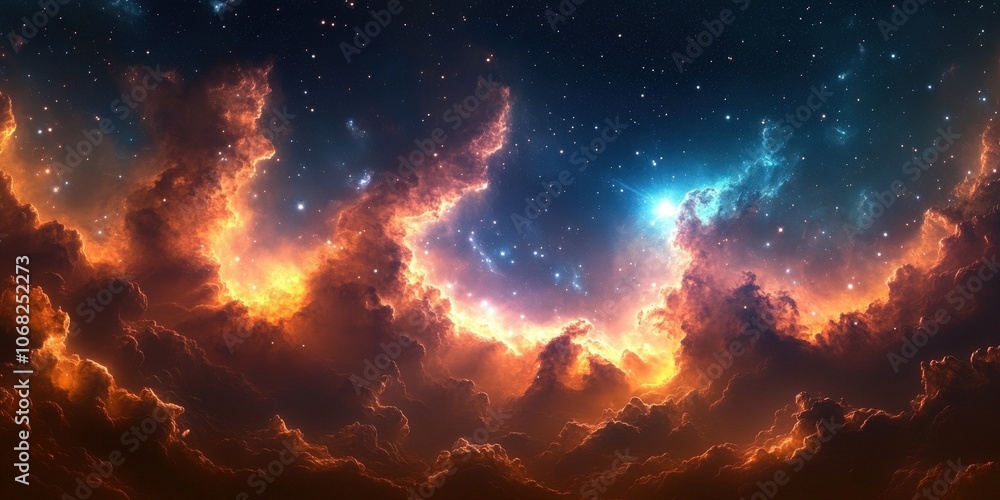 Poster Vivid Cosmic Cloud Formation in a Night Sky