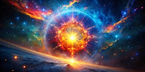 Obraz premium Breathtaking Double Exposure Photography of a Supernova Explosion in Space - Stunning Vertical Wallpaper for Cosmic Enthusiasts and Starry Night Lovers
