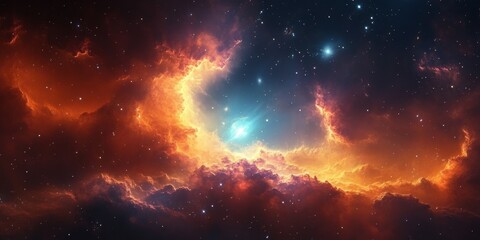 Fototapeta premium Stunning Cosmic Cloud with Bright Nebula and Stars