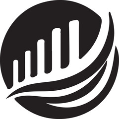 Anagram symbol logo icon design of growth graph in circle as a depiction of a mascot of a new company symbol that is growing rapidly