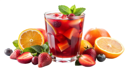 Fruit punch in a vibrant mood on a transparent background