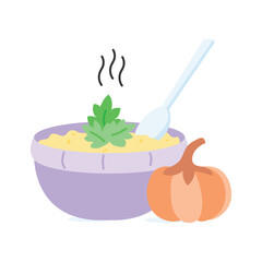 Warm pumpkin soup, ready to use vector