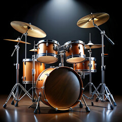 A drum set displayed against a white background