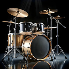 A drum set displayed against a white background