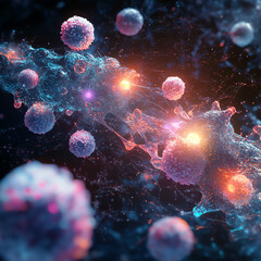 Naklejka premium Conceptual visualization of nanoparticle drug delivery