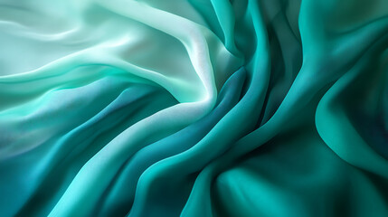 Fototapeta premium Soft teal fabric with flowing waves and gradient textures