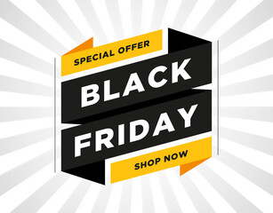 The black Friday banner. Special offer. Shop now.