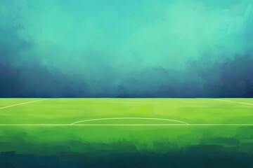 Football Field in the Mist: A digital painting depicting a football field shrouded in mist, evoking anticipation and the thrill of a game about to unfold.  