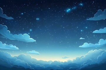 Night Sky with Clouds and Stars Illustration