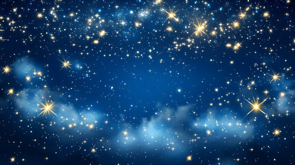 Fototapeta premium Midnight blue backdrop with scattered light particles and stars