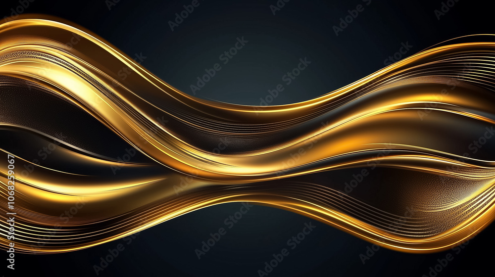 Aufkleber fluid golden lines swirl gracefully, adding a touch of sophistication to a dark canvas backdrop
