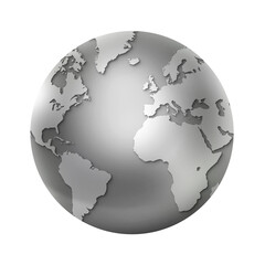 Metal world globe isolated on transparent background