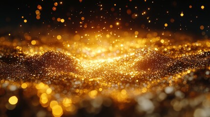 Naklejka premium Golden Sparkles in Motion
