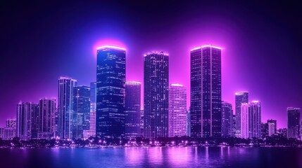 Fototapeta premium Explore the vibrant nightlife of a futuristic cityscape illuminated in neon colors