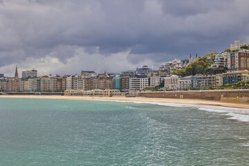 La Concha beach in the Spanish port of San Sebastian, Spain