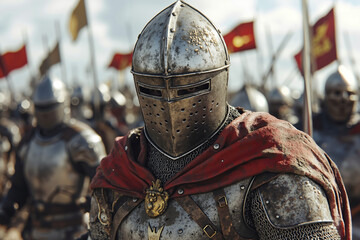 Fototapeta premium A group of men in armor standing next to each other