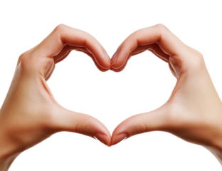 Woman hands showing heart gesture isolated on transparent background