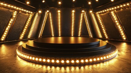 Obraz premium A well-lit stage with circular platforms, designed for performances or presentations.