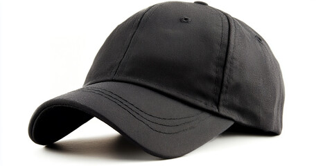 mockup black baseball cap on isolated white background