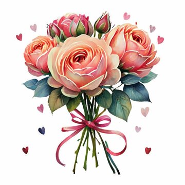 Illustration of a flower bouquet,Valentine thmed