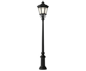 Black street lamp post on white background..