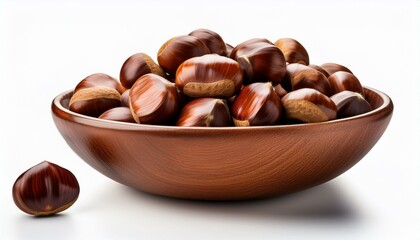 Obraz premium Chestnuts in a bowl isolate on White background