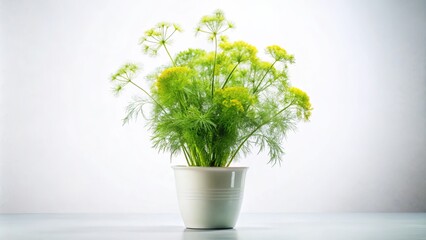 Elegant Dill Plant in Stylish Pot Isolated on White Background for Fashion Photography Inspiration and Home Decor Ideas